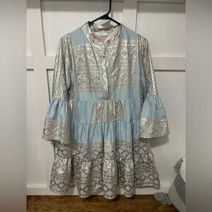 Blue and Gold Patterned Dress